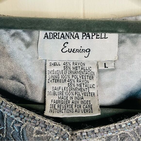 NWT - Adrianna Papell Silver Beaded Floral Blazer Jacket - Picture 7 of 7